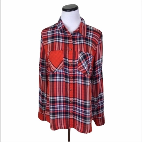 𝅺MERONA Plaid Button Front Shirt - Picture 1 of 7